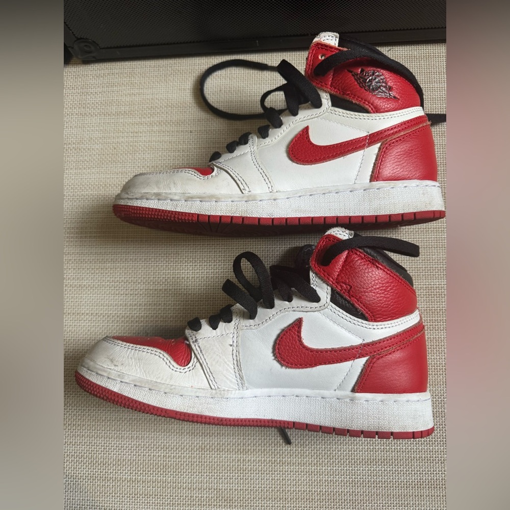 Nike White and Red High-Top Sneakers with Black Laces
